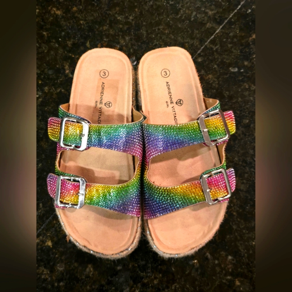 Adrienne Vittadini Kids Multicolor Sparkle Sandals Size 3 NWOT